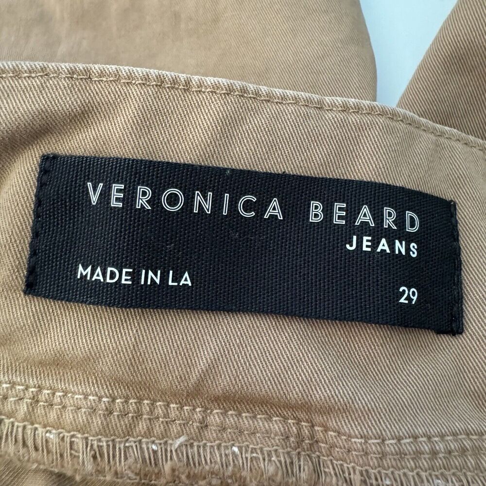 Veronica Beard Pants Womens 29 Karter Straight Leg High Rise Camel Patch Pockets - Picture 2 of 16